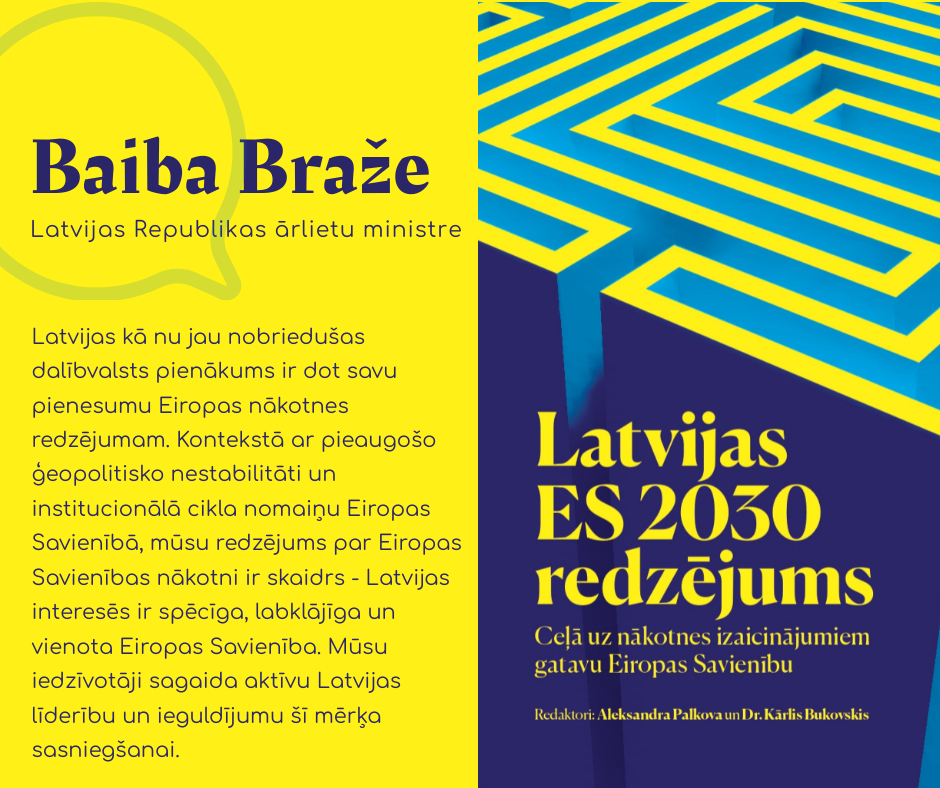 ❓ 🇪🇺 Kāda varētu izskatīties Eiropas Savienība 2030. gadā? Mūsu jaunākais izdevums "Latvijas ES 2030 redzējums: Ceļā uz nākotnes izaicinājumiem gatavu Eiropas Savienību" sniedz visaptverošu skatījumu uz būtiskākajām problēmām un iespējām, ar kurām #ES saskarsies tuvākajos gados.