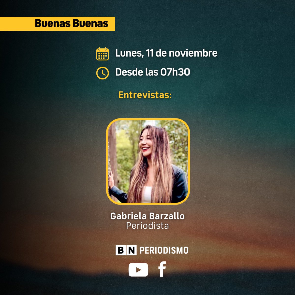 🔴 Buenas Buenas del 11 de noviembre 

Entrevista:

🗣️Gabriela Barzallo - Victoria de Trump en Estados Unidos.