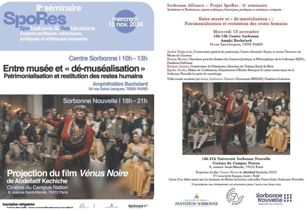 « Entre musée et "dé-muséalisation" Patrimonialisation et restitution des restes humains. »
<a href="/andre_delpuech/">André Delpuech</a> <a href="/Sorbonne_Nvelle/">Université Sorbonne Nouvelle</a> <a href="/IREDIES/">IREDIES</a> <a href="/BastienLopez_/">Bastien Lopez</a>  <a href="/chateaudeblois/">Château de Blois</a> <a href="/RonanBretel/">Ronan Bretel</a>