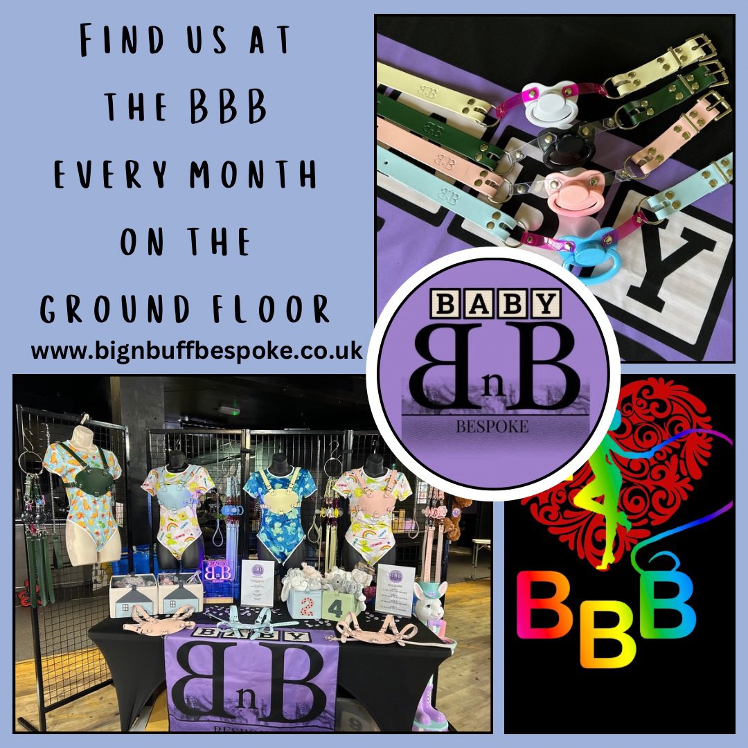 BignBuffBespoke's tweet photo. Come and join us at the @BBBAltFetBazaar on Sunday where you can find us on the ground floor…we cannot wait to see you!💜 #market #abdl #Birmingham #quink #leather #adultpacifier #bespoke #supportsmallbusiness https://t.co/5RCTyFePLO https://t.co/RZurx2NNGv
