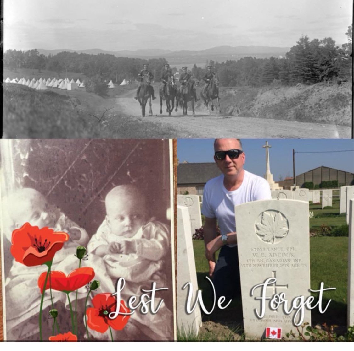 My grandfather’s twin brother at birth and training for WWI. Killed in the trenches defending Ypres. Buried in Belgium. We will remember them.
