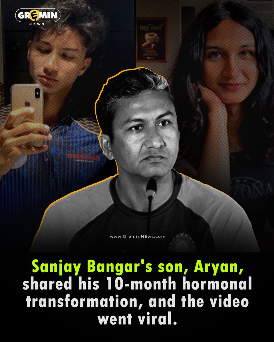 GreminNews's tweet image. #Sanjay #Bangar's #son, #Aryan, shared his 10-month #hormonal #transformation, and the video went viral.