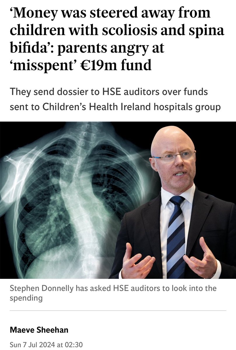 The Scoliosis Advocacy Network #BackUs (@scolionetwork) on Twitter photo 🚨‼️Hot off the press:
⚠️ We have just received word from <a href="/HSELive/">HSE Ireland</a> that the audit of the €19 million <a href="/CHI_Ireland/">Children's Health Ireland</a> in spending will not be published until February 2025.
In response to our request for transparency, we received this reply:
“The audit is due to be published in 🚨‼️Hot off the press:
⚠️ We have just received word from <a href="/HSELive/">HSE Ireland</a> that the audit of the €19 million <a href="/CHI_Ireland/">Children's Health Ireland</a> in spending will not be published until February 2025.
In response to our request for transparency, we received this reply:
“The audit is due to be published in