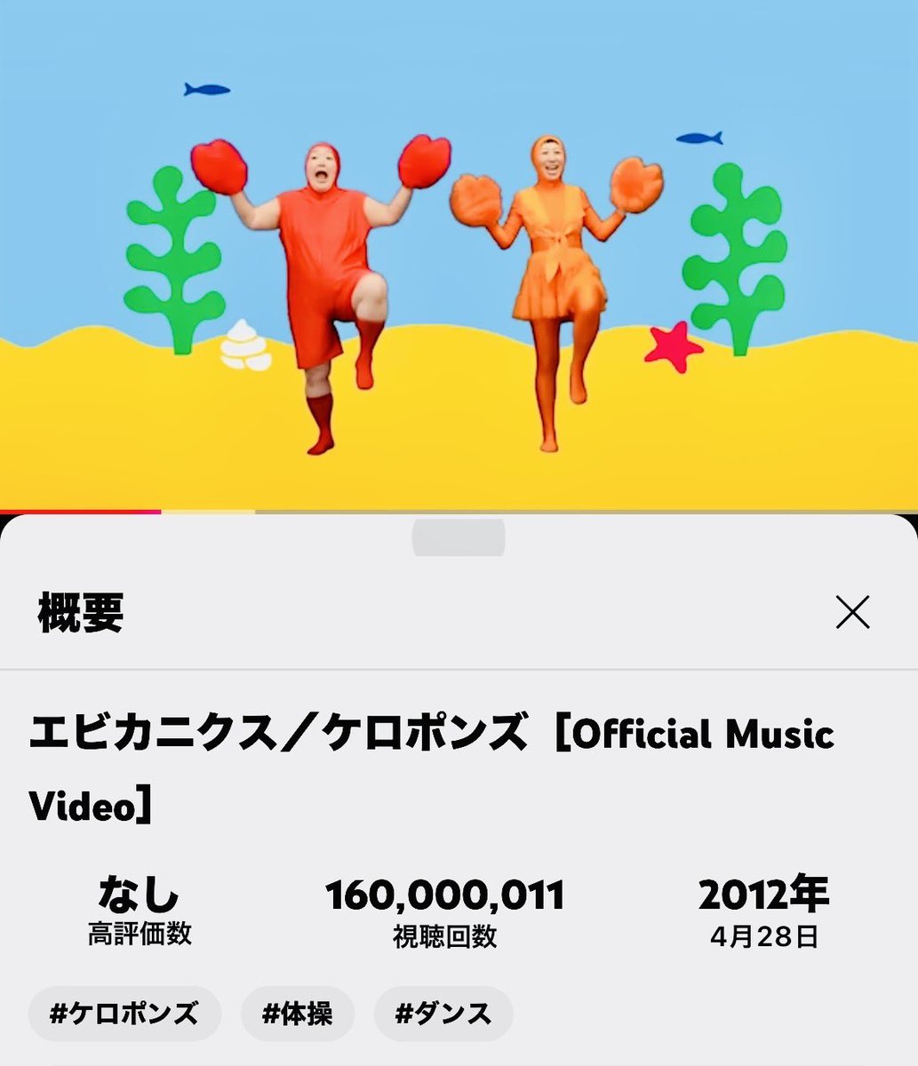 にゃんと‼️ エビカニクス動画再生▶️ 1.6億回超え🎉 みんな