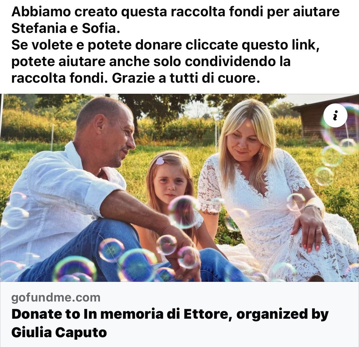TFede90's tweet image. #gofundmehelp #gofund #beneficenza #help #aiuto #lutto #raccoltafondi #grazie #donazioni #dona

gofund.me/124d0461