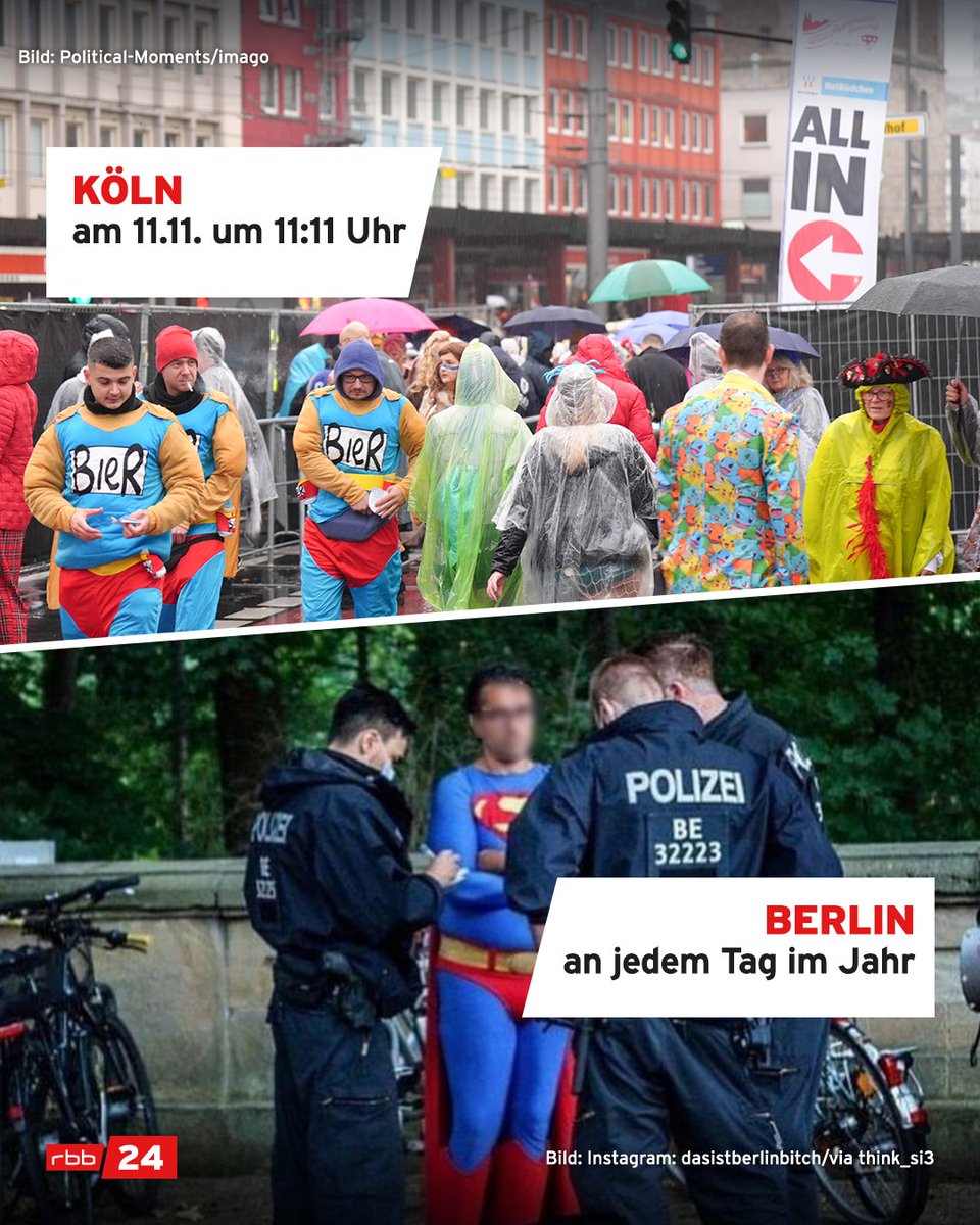 rbb24's tweet photo. In #Köln etwas Besonderes, in #Berlin  ein ganz normaler Tag – #Karnevals-Grüße gehen raus. Wir machen weiter, wie gehabt. https://t.co/NvccdOXFW3