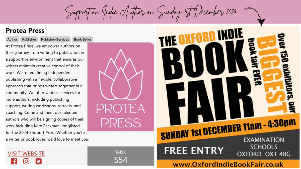 Only three weeks until the <a href="/OxIndieBookFair/">Oxford Indie Book Fair</a>! If you're near Oxford, come support indie authors and publishers. Visit us at table S54, meet three amazing authors, get books signed, and enjoy free bookmarks with each book purchase. See you there! #indieauthors #oxindiebookfair