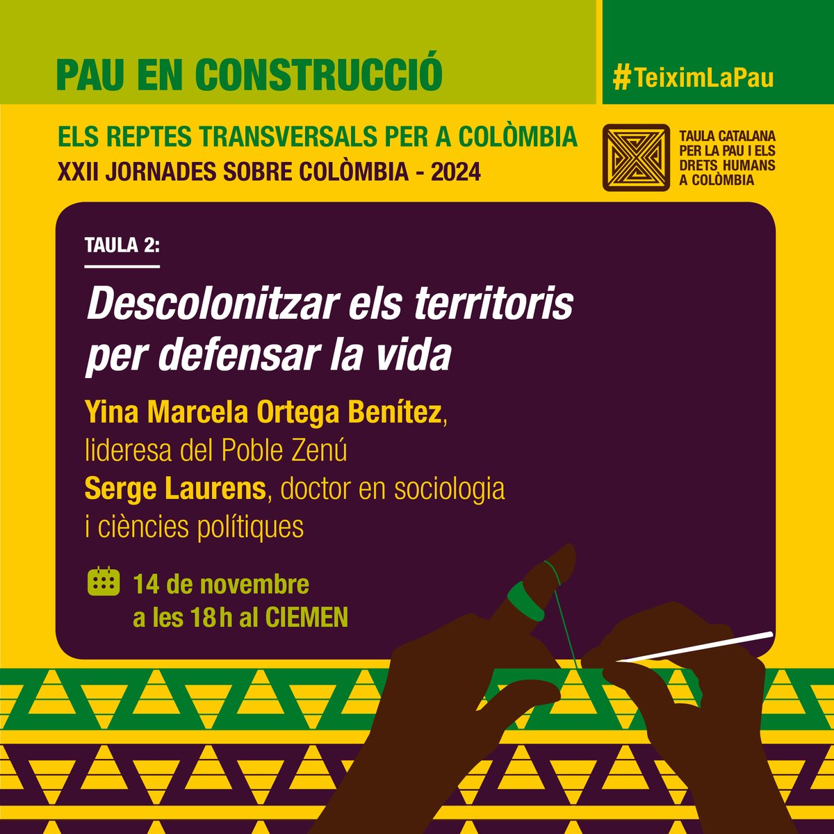 Taula Colòmbia (@taulacolombia) on Twitter photo 🔸Com es descolonitzen els territoris ocupats durant segles? Quins impactes generen les empreses extractives a la natura i les comunitats? #EmpresesiDH
La <a href="/TaulaColombia/">Taula Colòmbia</a> et convida a debatre amb expertes sobre el tema el dia 14 de novembre en el marc de les jornades #TeiximLaPau 🔸Com es descolonitzen els territoris ocupats durant segles? Quins impactes generen les empreses extractives a la natura i les comunitats? #EmpresesiDH
La <a href="/TaulaColombia/">Taula Colòmbia</a> et convida a debatre amb expertes sobre el tema el dia 14 de novembre en el marc de les jornades #TeiximLaPau