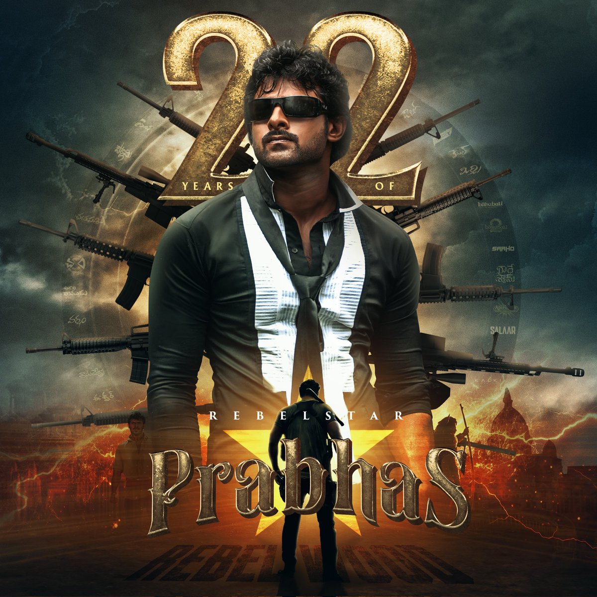 It's been 22 years since the debut of the biggest superstar of his era and the first Pan india Superstar! 
Rebelstar #Prabhas first movie  Eeshwar Released on this day 22 years ago (11/11/2002).
The First step into greatness 🔥
#22YearsOfRebelStarPrabhas