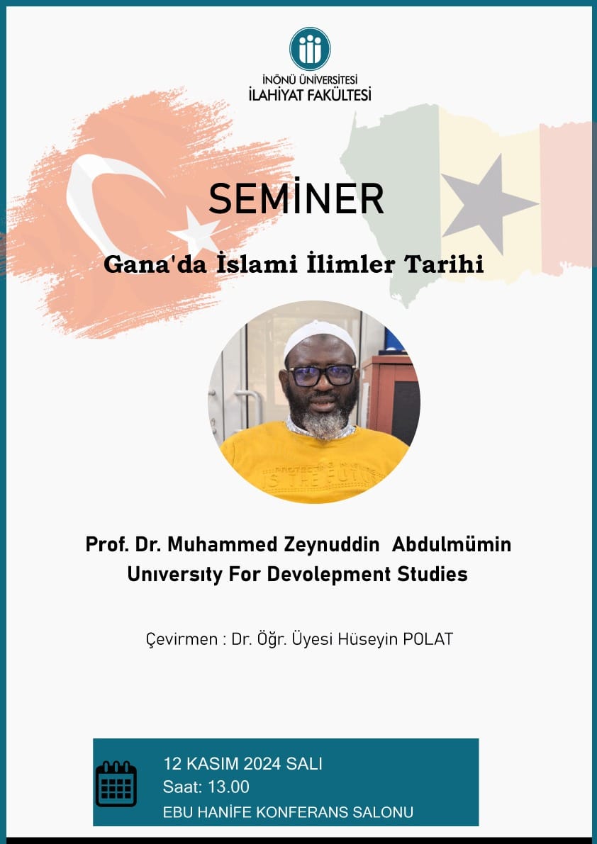 inuafam's tweet photo. İnönü Üniversitesi İlahiyat Fakültesi'nin düzenlediği Prof. Dr. Muhammed Zeynuddin Abdulmümin'in konuşmacı olacağı "Gana'da İslami İlimler Tarihi" konulu seminer İNUAFAM Youtube hesabından canlı yayınlanacaktır.

Youtube hesabımız⤵️
https://t.co/Ecnvcnl7qh https://t.co/ZvQYrOLYYl