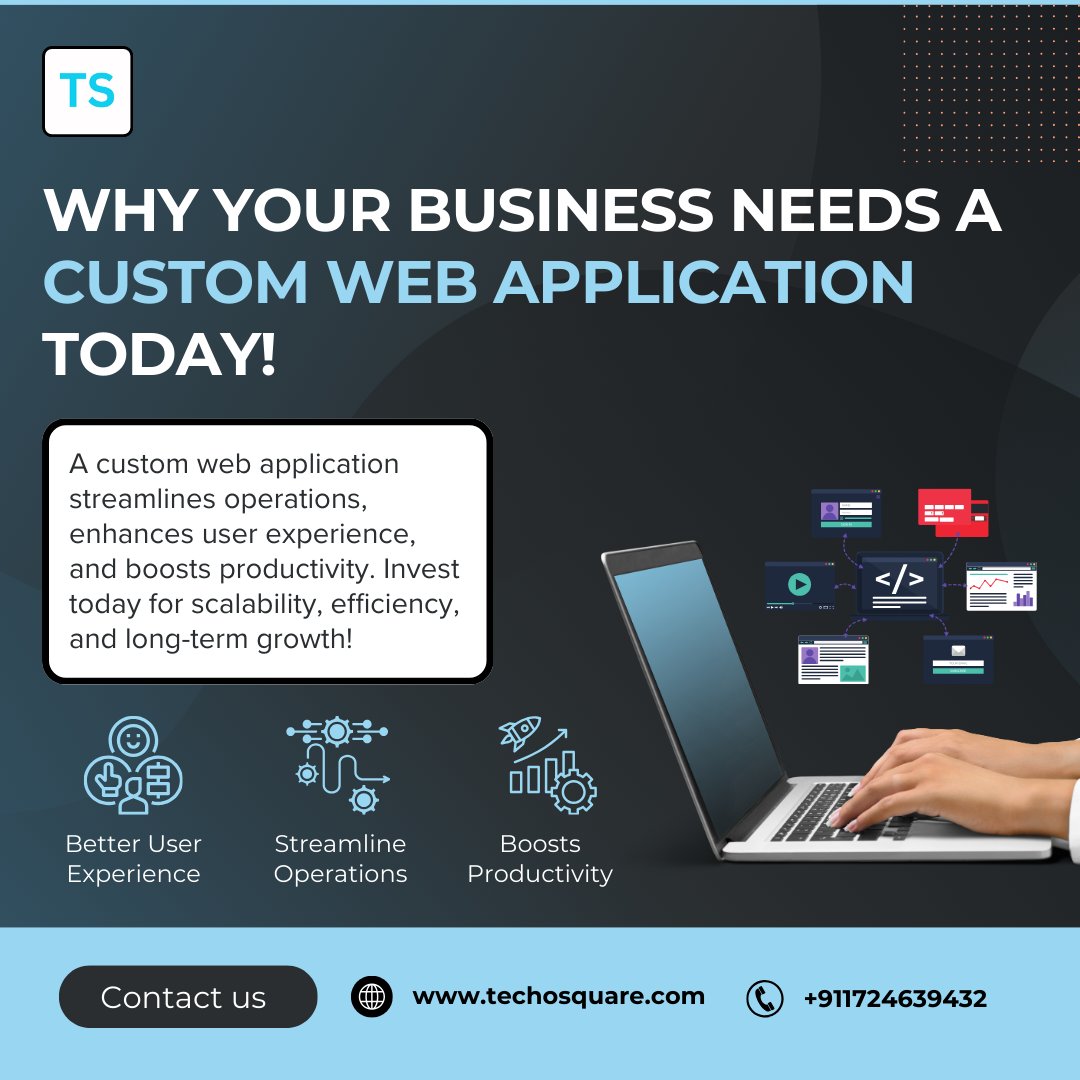 techosquare's tweet image. 🚀 Elevate your business with a custom web app! 🌐 Boost efficiency, enhance user experience, and ensure scalability for lasting growth. Embrace digital success today!

#CustomWebApplication #BusinessGrowth #WebDevelopment #UserExperience #StreamlineOperations #ProductivityBoost