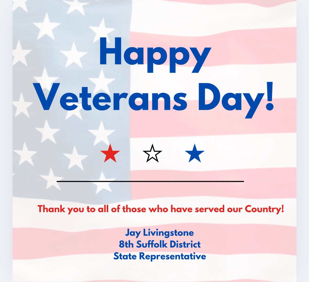 Happy Veteran’s Day to all who have served our military honorably. Across the Commonwealth and the country, we thank you.