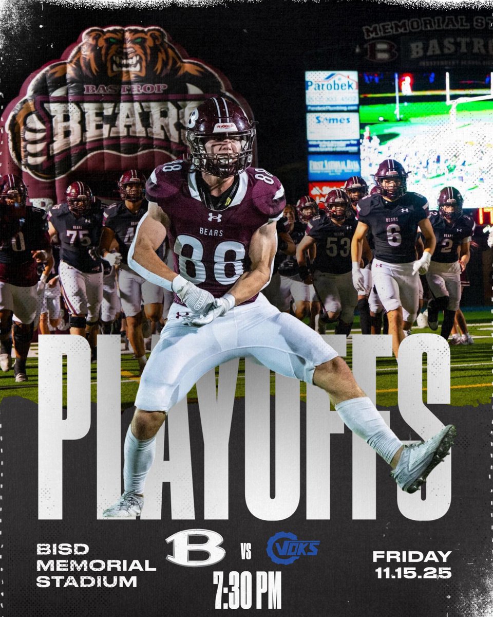 JGriedl's tweet photo. Dear City of Bastrop,
Show up, Show out, BE LOUD!!! Pack the stands! Bring your friends, bring your families, bring your neighbors, BRING THE NOISE! 

See you Friday! 
Bastrop Memorial Stadium, 7:30p

#EFFORT | #TGOT | #TheTEAM https://t.co/EGljuTmNao
