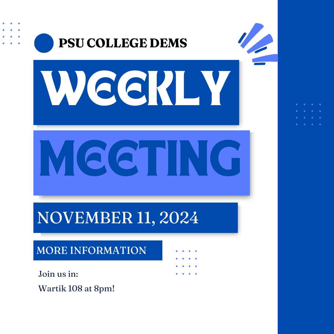 Join us for our meeting tonight in 108 Wartik! We will be discussing the results of the election at tonight's meeting!