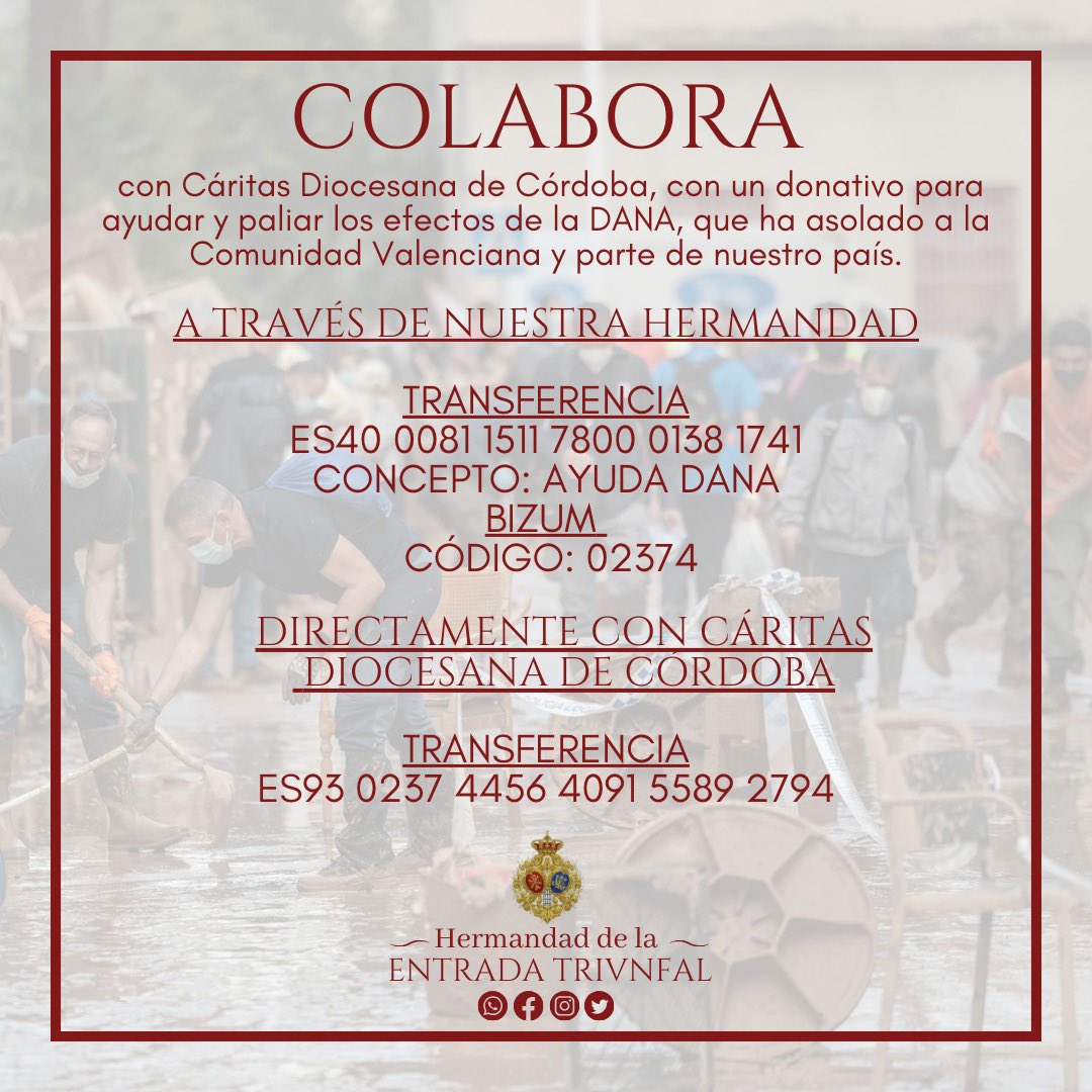 BorriquitaCor's tweet photo. 🤲🏼 #CARIDAD | Colabora y ayuda a los más afectados por la DANA, en Valencia y parte de nuestro país. 

Ponemos a disposición de todos los que deseen colaborar los distintos medios a través de los cuales pueden hacerlo, poniendo así su granito de arena.

¡Toda ayuda, es buena! https://t.co/uaPKBVgn93