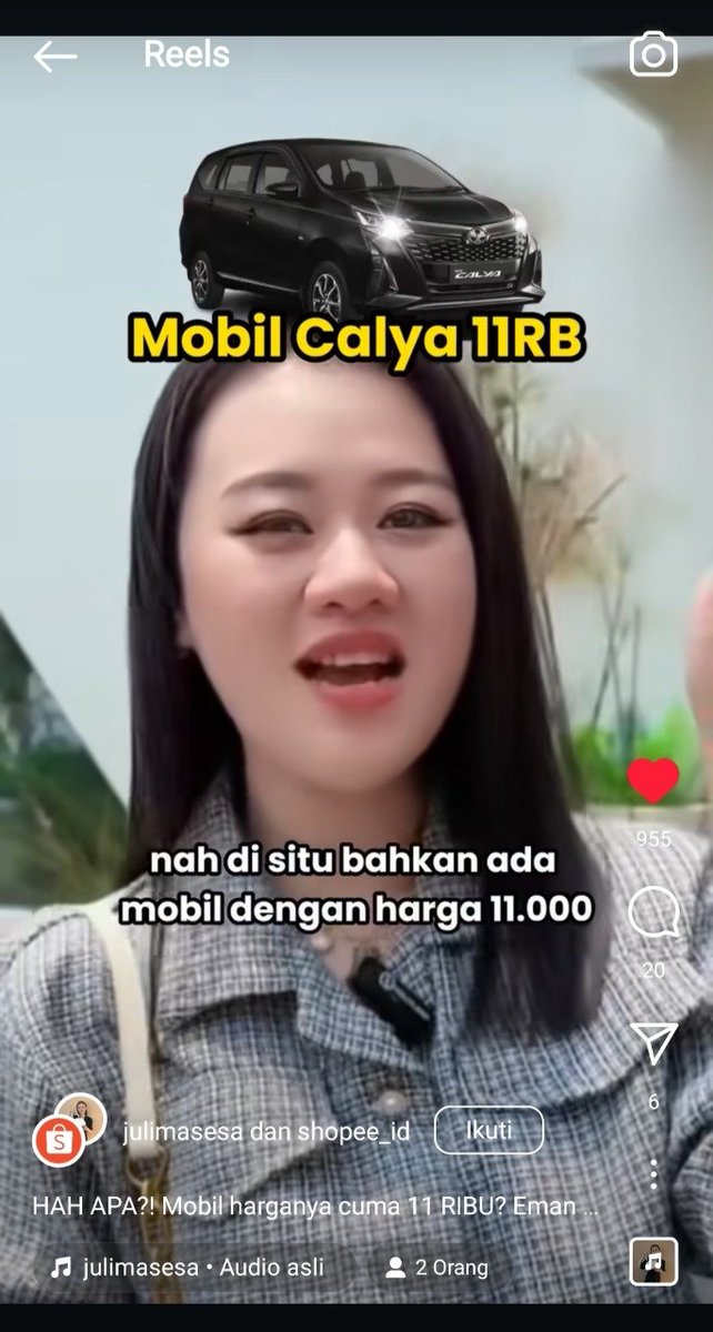 Bismillah siap war nih demi Toyota Calya 11rb ahahhhaha,, pantengin beb jam 8 malam ini ya di shopee live aja loh 
s.shopee.co.id/3fm6mu0VLu #ShopeeLIVEMobil11RB