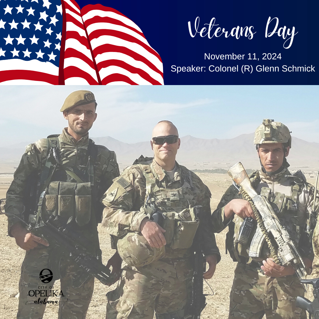 Please join us this morning as we celebrate our Veterans. Our Guest Speaker, Colonel(R) Glenn Schmick will be sharing his story about his time in service.