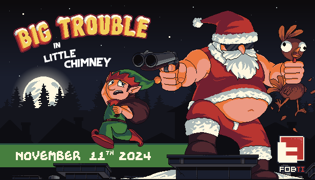 FobTi's tweet photo. It's coming! 📢 Just a few hours left to the release of #BigTroubleInLittleChimney 🥳

Please wishlist and share, thank you! ❤️🙏
https://t.co/G48roUOmFl

#indiegame #pixelart #Christmas #bullethell https://t.co/bfYnm6sps1