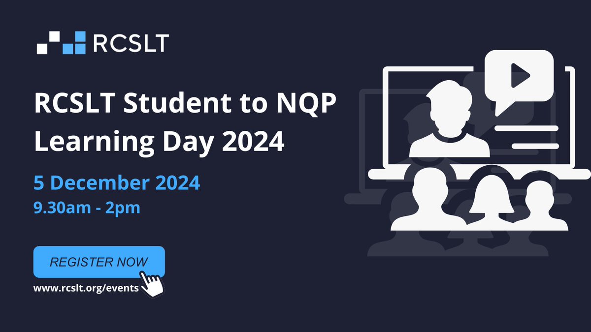 🚨Attention student SLTs! 🎓📚 Don’t forget to register for the RCSLT’s student to NQP day to find out more about job hunting/transitioning into an NQP from NQPs and recruiting managers across the UK  <a href="/SLTatBCU/">SLT at BCU</a> <a href="/RCSLT/">RCSLT 💙</a> #SLT2B #mySLTday rcslt.org/events/