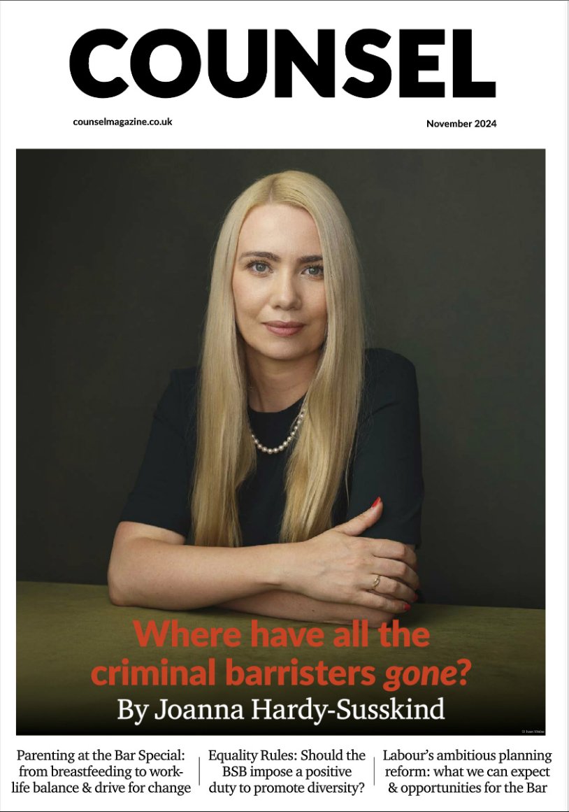 We’re delighted that 4PB has been featured in four articles in the November edition of  <a href="/CounselMagazine/">Counsel Magazine</a>.

1. 𝗠𝘆 𝗝𝗼𝘂𝗿𝗻𝗲𝘆 - 𝗮𝗻𝗱 𝗺𝘆 𝗿𝗲𝘀𝗽𝗼𝗻𝘀𝗶𝗯𝗶𝗹𝗶𝘁𝘆 (Page 10) 
2. 𝗣𝗿𝗼 𝗕𝗼𝗻𝗼 𝗖𝗵𝗮𝗺𝗯𝗲𝗿𝘀 𝗼𝗳 𝘁𝗵𝗲 𝗬𝗲𝗮𝗿 (Page 14)
3. 𝗕𝗿𝗲𝗮𝘀𝘁𝗳𝗲𝗲𝗱𝗶𝗻𝗴