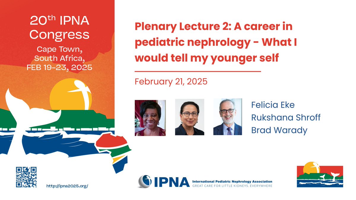 IPNA Congress (@ipna_congress) on Twitter photo Let’s take a peek at the #IPNA2025 program!
On the morning of Feb 21, join the plenary lecture "A Career in #pedneph – What I Would Tell My Younger Self," featuring Rukshana Shroff, Felicia Eke, and <a href="/funsocdoc/">Brad Warady</a>. It promises to be an engaging topic for discussion 👥 Let’s take a peek at the #IPNA2025 program!
On the morning of Feb 21, join the plenary lecture "A Career in #pedneph – What I Would Tell My Younger Self," featuring Rukshana Shroff, Felicia Eke, and <a href="/funsocdoc/">Brad Warady</a>. It promises to be an engaging topic for discussion 👥