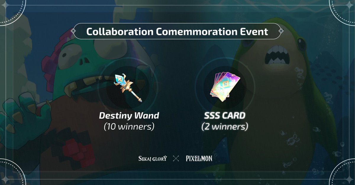 // Collaboration Commemoration Giveaway //   

Are you as excited as we are about the <a href="/Pixelmon/">Pixelmon 🔺</a>  collaboration? Win big prizes in preparation for the new season!

How to join: 
- Re-post this post 
- Comment your Sekai Glory in-game wallet address  

Event Period: 
- 11/11 -