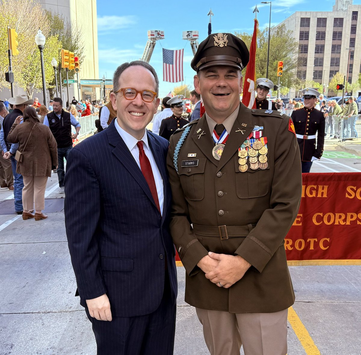 Amazing crowds once again this year at America’s greatest Veterans Day Parade in Downtown Tulsa! So grateful for my friend Josh Starks, who leads the team every year that organizes this event. Josh does so much for Veterans in our city and never seeks any credit, but I can’t