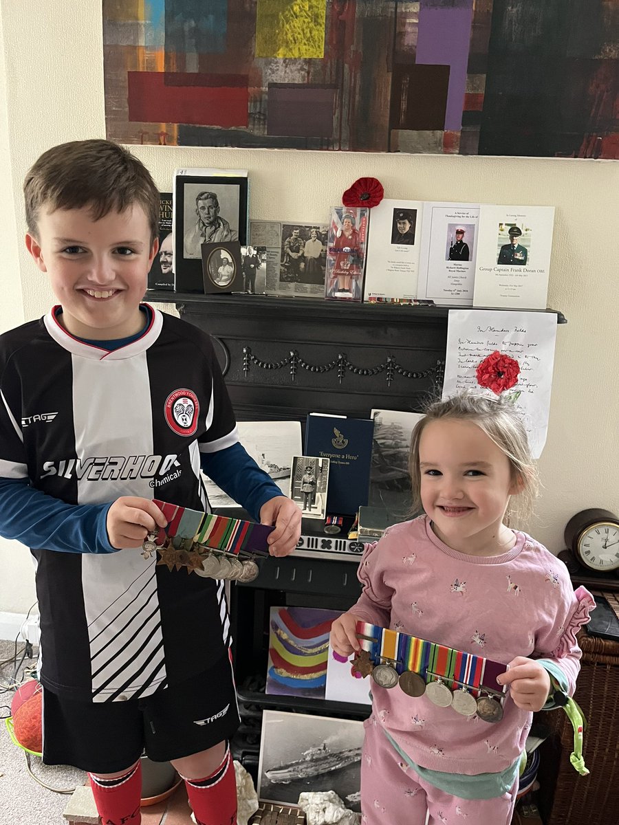 James and Penny very proud of thier Great grandad and Great great grandad. Heart warming to see all the children taking part in the silence and acknowledging the past. <a href="/HogarthPS/">Hogarth Primary School</a>
