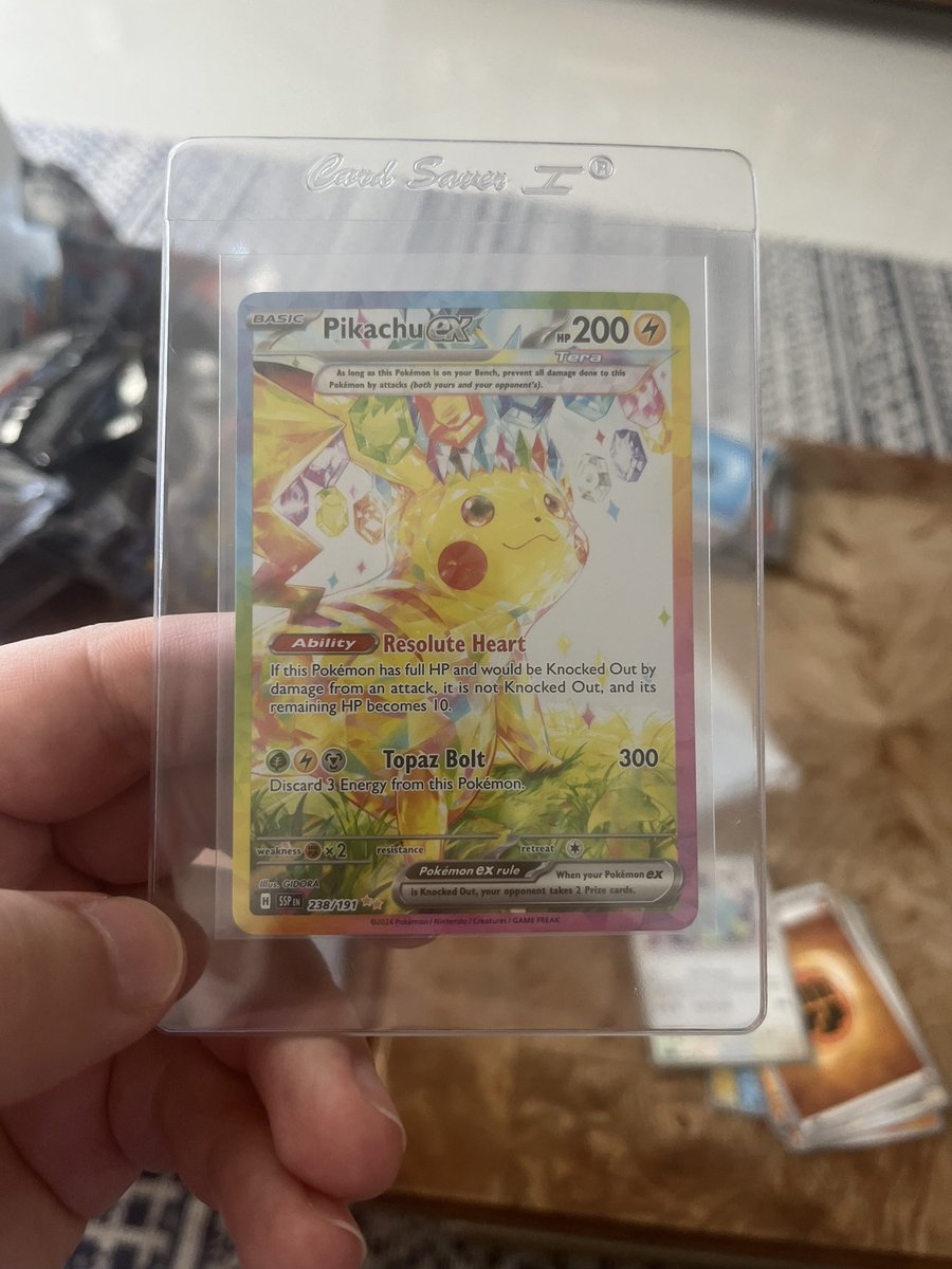 NICO_WHUFC's tweet image. I am new to collecting and just pulled the SIR Pikachu. I’m absolutely thrilled but not really sure what to do with it. Anyone more experienced collectors have any advice ?  #SURGINGsparks #Pokemon #PokemonTCG #Pikachu