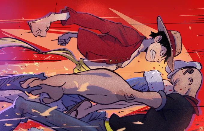 BATTLE! Popeye's always getting into something. -#Popeye #thanos #luffy #fight #illustration 