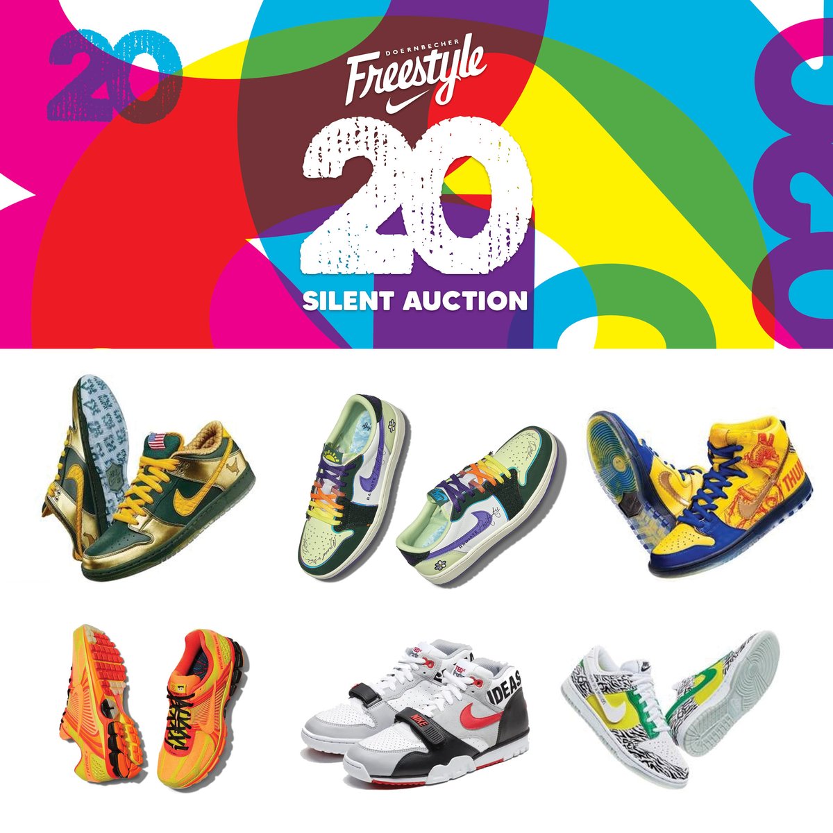 We're partnering with <a href="/OHSUDoernbecher/">OHSU Doernbecher Children's Hospital</a> to bring you a rare opportunity to win past Doernbecher Freestyle gear and support kids and families at Doernbecher. This years silent auction features over 50 pairs of limited-edition footwear from 2004 through 2023: links.solesavy.com/dbauction