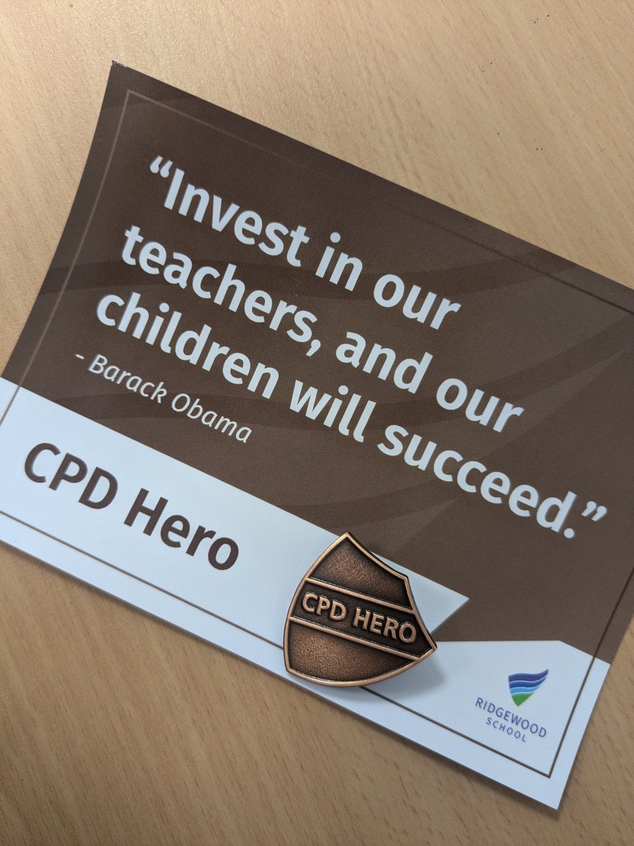 Really happy to give out an impressive 21 of these today to our CPD Heroes <a href="/HelloRidgewood/">Ridgewood School</a> 

A little cheesy but recognising great teachers, investing in optional CPD, across a range of subject areas 👏🏼

#cpdhero #cpdrecognition <a href="/NicolaWatson1/">Nicola Watson FCCT</a>
