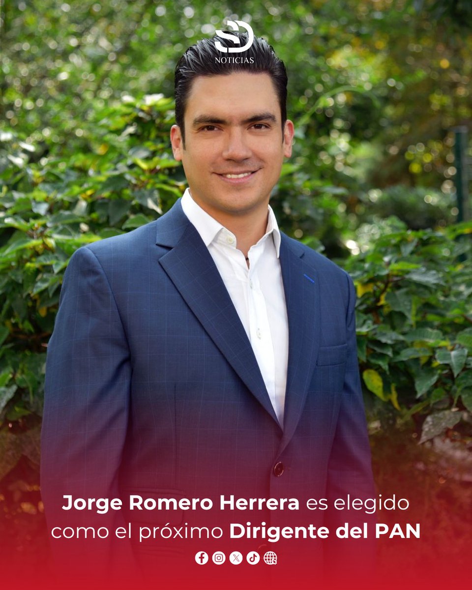 _sdnoticias's tweet photo. 🚨#ENTÉRATE | Jorge Romero Herrera liderará el #PAN tras ganar la dirigencia nacional con el 80% de los votos, frente al 20% de Adriana Dávila. Su periodo de liderazgo 2024-2027. https://t.co/8NnwpzxktH