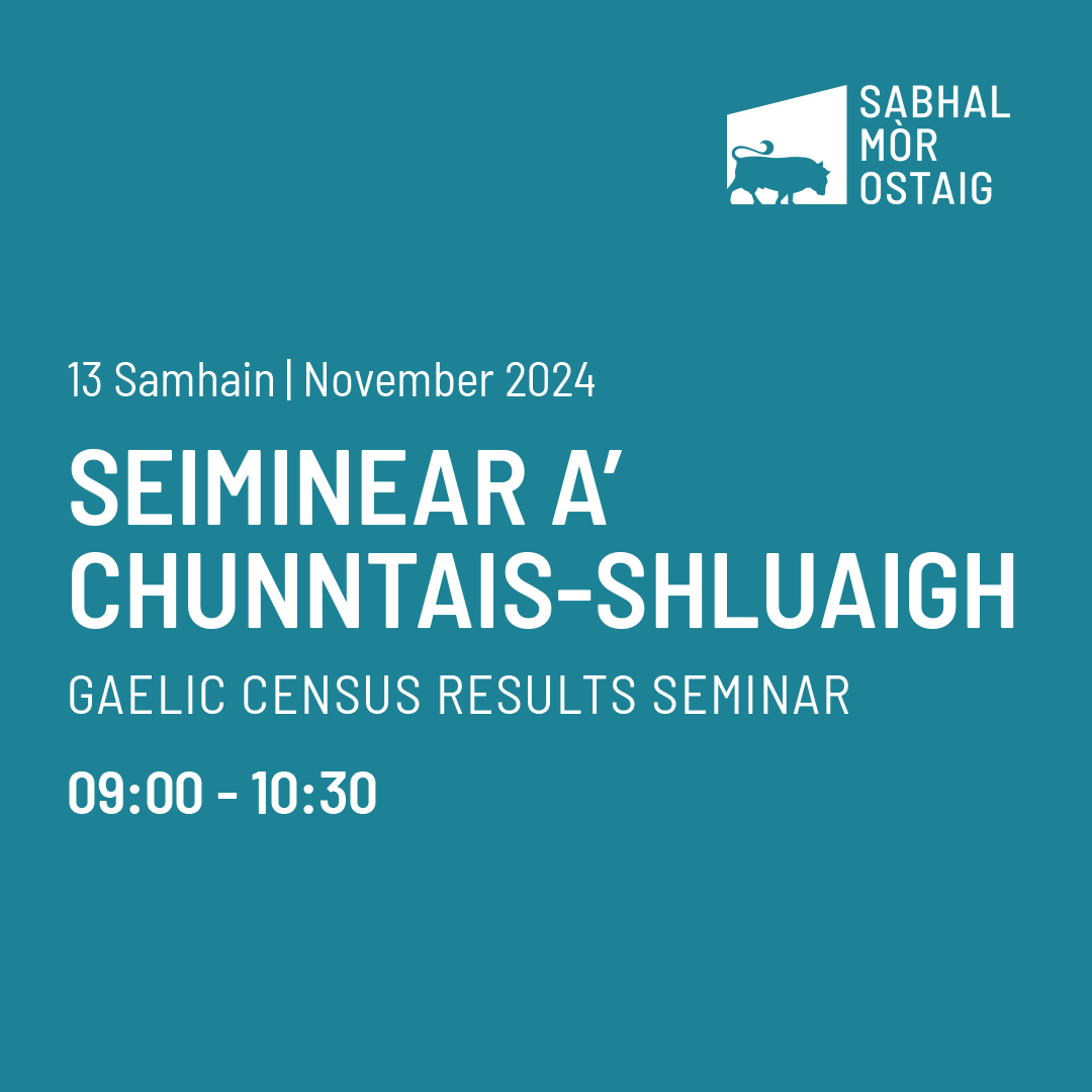 Sabhal Mòr Ostaig (@sabhalmorostaig) on Twitter photo Cuimhnichibh gum bi seiminear air-loidhne againn le Iain Mac an Tàilleir, <a href="/WilsonMcLeod/">Wilson McLeod</a> is <a href="/_KateForbes/">Kate Forbes MSP</a> an-earar, 13 Samhain aig 9m. Bithear a' bruidhinn air Bile nan Cànan Albannach is toraidhean Gàidhlig a' Chunntais-shluaigh.
Barrachd fios is clàradh: ac.pulse.ly/247zc5r0hl Cuimhnichibh gum bi seiminear air-loidhne againn le Iain Mac an Tàilleir, <a href="/WilsonMcLeod/">Wilson McLeod</a> is <a href="/_KateForbes/">Kate Forbes MSP</a> an-earar, 13 Samhain aig 9m. Bithear a' bruidhinn air Bile nan Cànan Albannach is toraidhean Gàidhlig a' Chunntais-shluaigh.
Barrachd fios is clàradh: ac.pulse.ly/247zc5r0hl