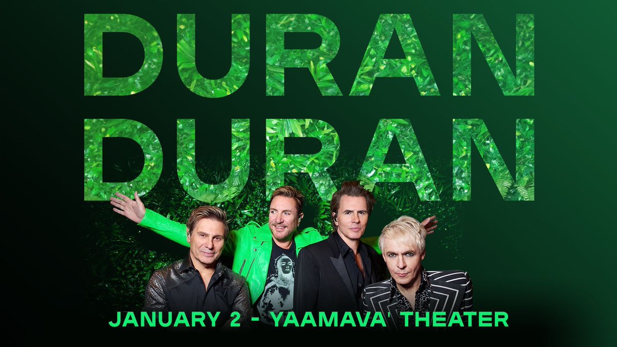 Concert 🚨: Duran Duran at <a href="/Yaamava/">Yaamava' Resort & Casino</a> Resort &amp; Casino , January 2, 2025

VIP Community pre-sale Thursday, November 14th at 10AM local market time. Visit the Members section at duranduran.com     

On-sale Monday, November 18th at 10AM local market time 

#duranlive ✨