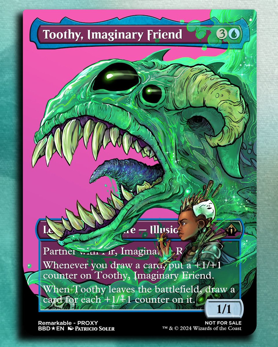 patricio_soler's tweet image. 🎁#November2Remember 
#OpenLair Cards 11 &amp;amp; 12: Pir and Toothy commander profiles. Should I make a playmat for the simic fans?
#mtg #MTGFoundations #aboyandhisblob