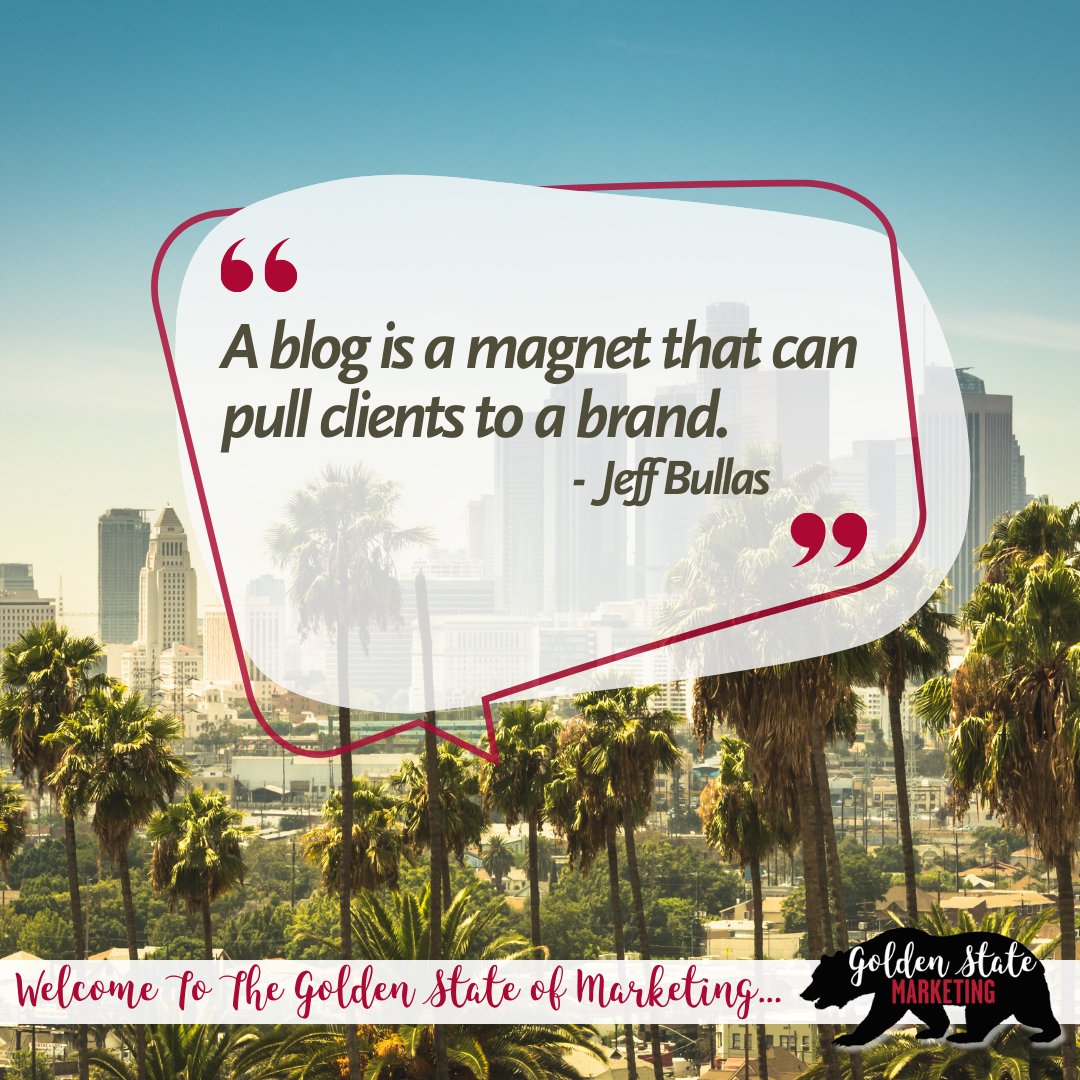 A blog isn't just a platform; it's a magnetic force that can draw clients closer to your brand. Create captivating content that pulls your audience in. 

#GoldenStateMarketing #MarketingMonday #contentmarketing #blogmarketing #marketing #marketingdigital #marketingtips
