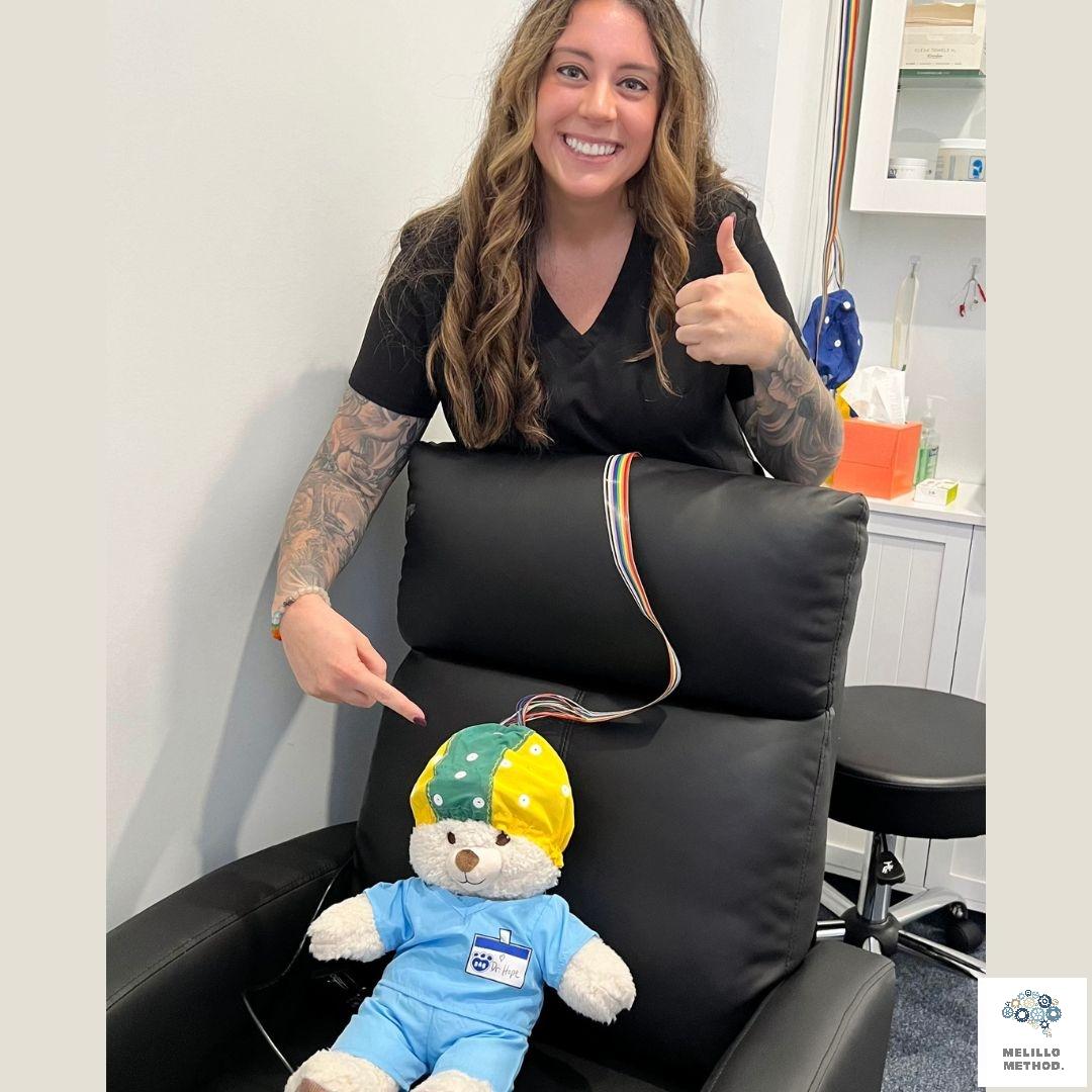 DrRobMelillo's tweet photo. Our adorable plush bear Dr. Hope just had a qEEG done! π»β€οΈ Who knew teddy bears could be so smart? π Stay tuned for more adventures! #BrainHealth #MelilloMethod #MentalWellness https://t.co/esGAq6QSsK