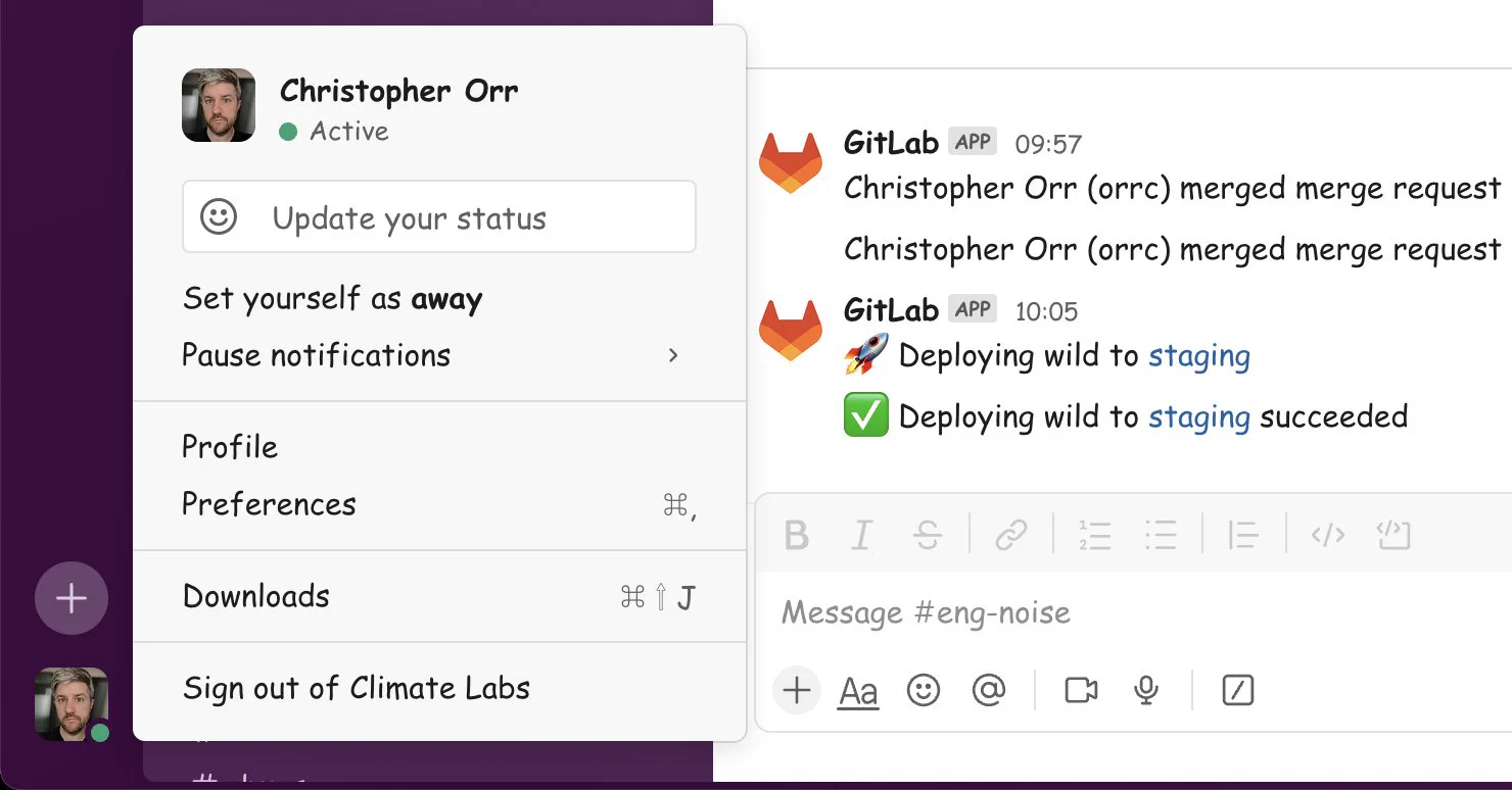 A screenshot of Slack, with all text in Comic Sans