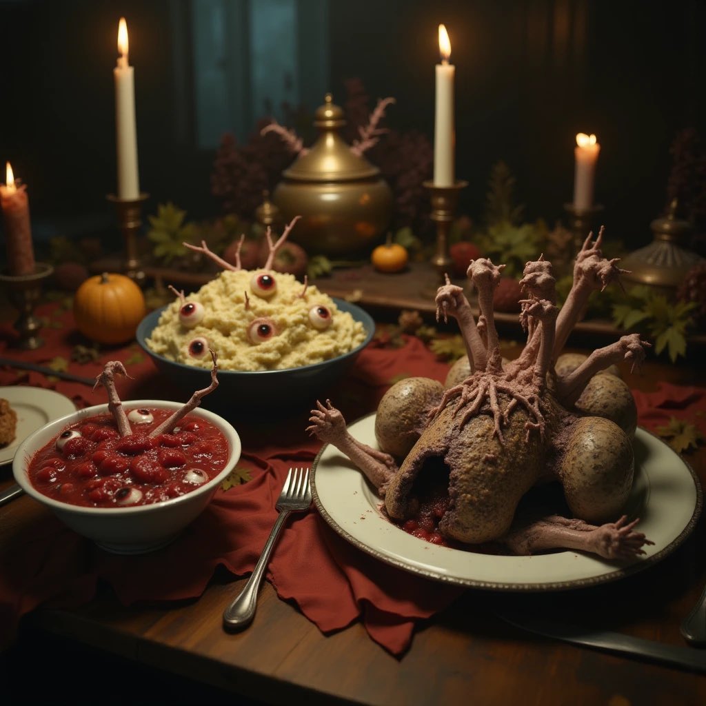 svAI__'s tweet photo. 7/24
#ThankScreaming 

ThankScreaming Dinner 😱 👁️ 🦃 🥔 https://t.co/BbgqUb9S2k