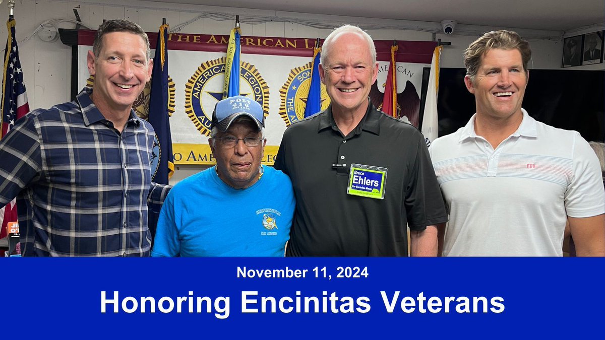 In honor of today, sharing a pre-election photo of Luke Shaffer, Jim O’Hara, me and American Legion Post 416 Commander, Ron Rodriguez. We're fortunate to have Councilmember-Elect Luke Shaffer, a veteran representing those who served on our Country, on City Council for District 1.
