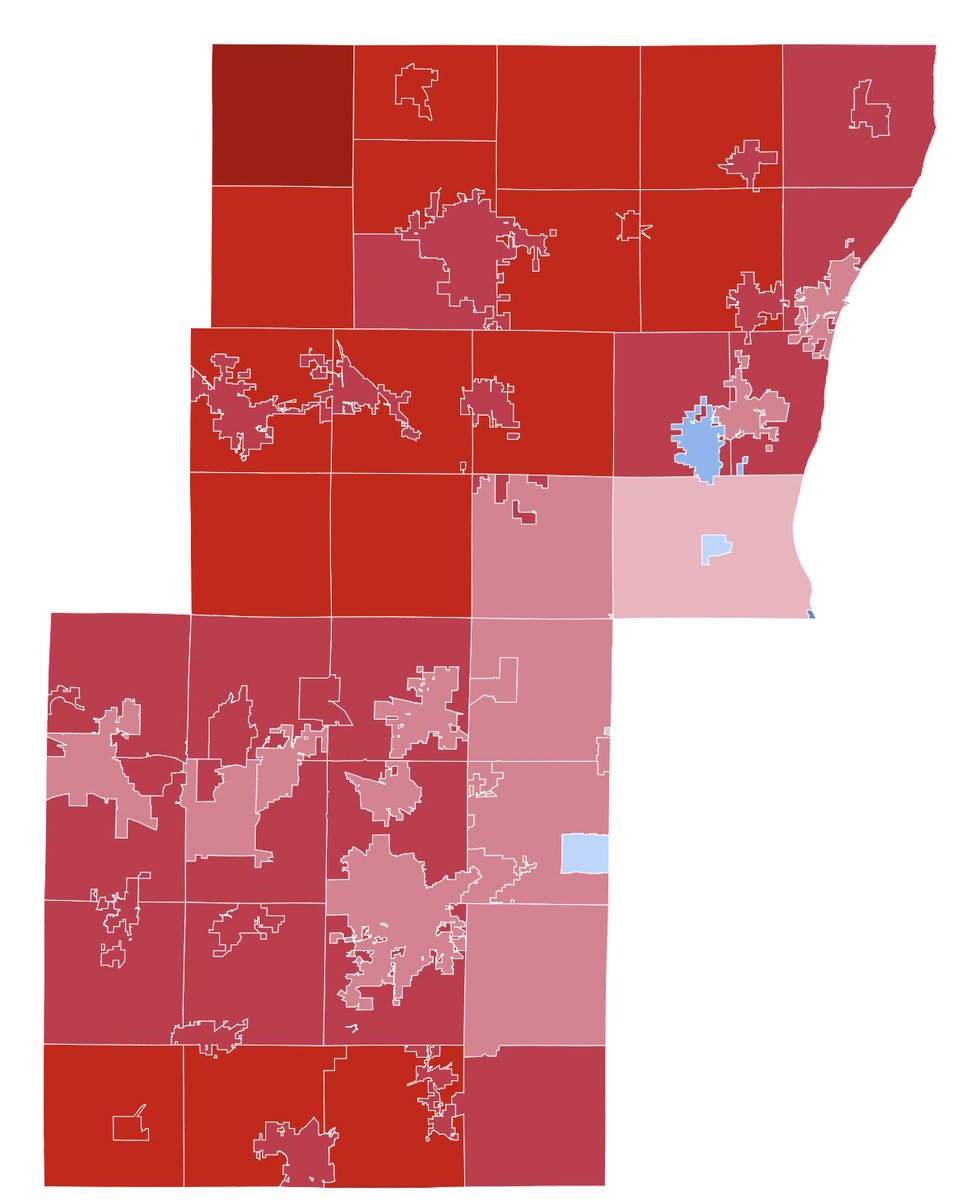 hochulmandered's tweet image. It is finished!

This is a map of how every municipality in the WOW Counties voted in the 2024 presidential election.

Kamala Harris clearly gained ground this year. After all, she is the first Democrat to win a municipality in Waukesha County in decades.