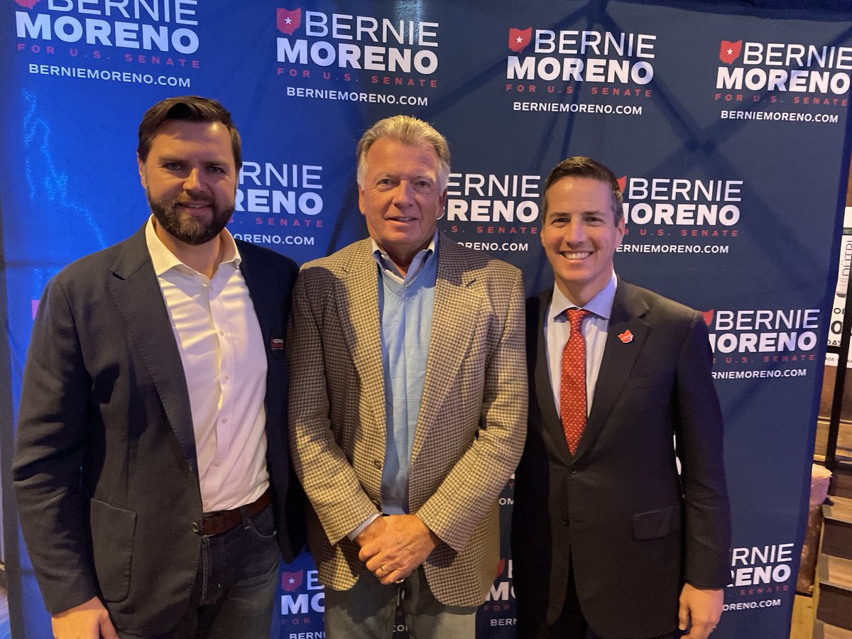 TCCommissioner's tweet photo. We all won! ⁦@JDVance⁩,@Bernie Moreno and  TCCommissioner will work hard to Make America Great Again https://t.co/gNF636nXIz