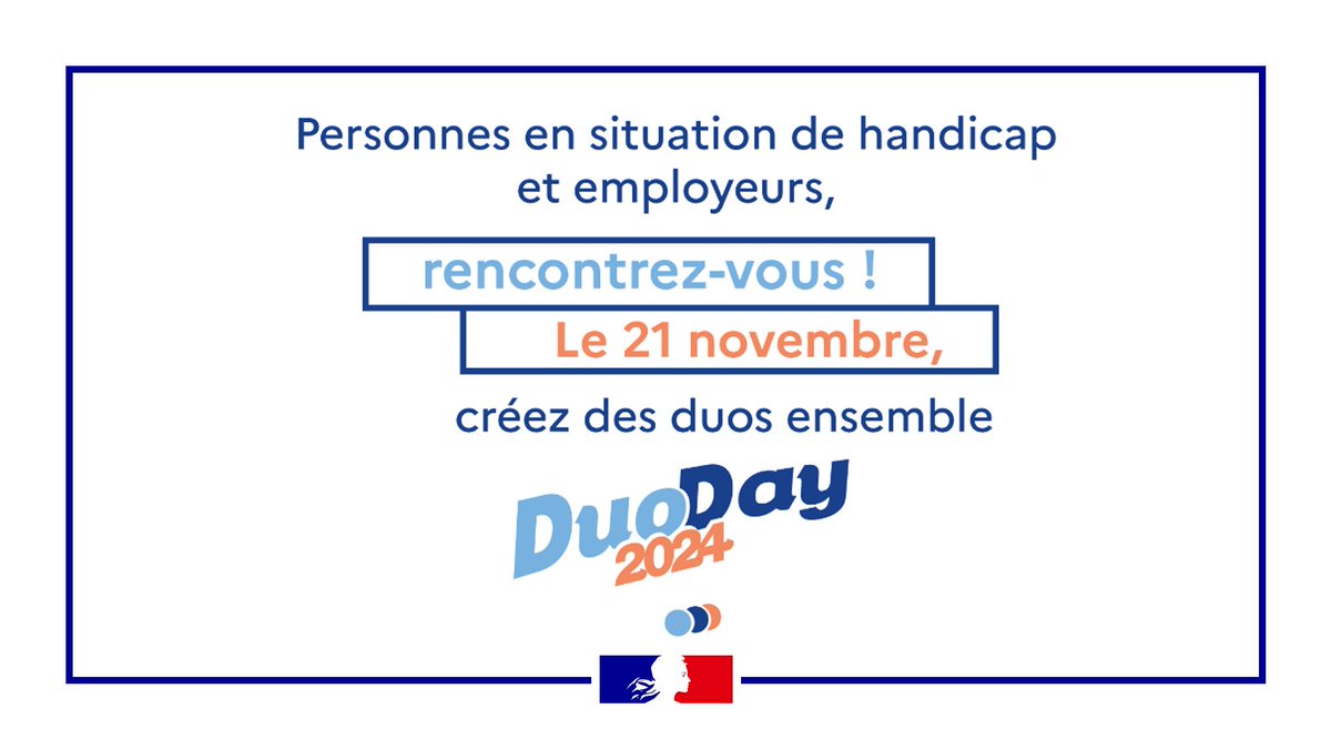 J-10 avant le #DuoDay2024 | Employeur, formez un duo avec une personne en situation de handicap le temps d’une journée, et participez à la diversité dans votre entreprise à travers une riche expérience !  
Inscrivez-vous ➡ duoday.fr
#SEEPH2024
