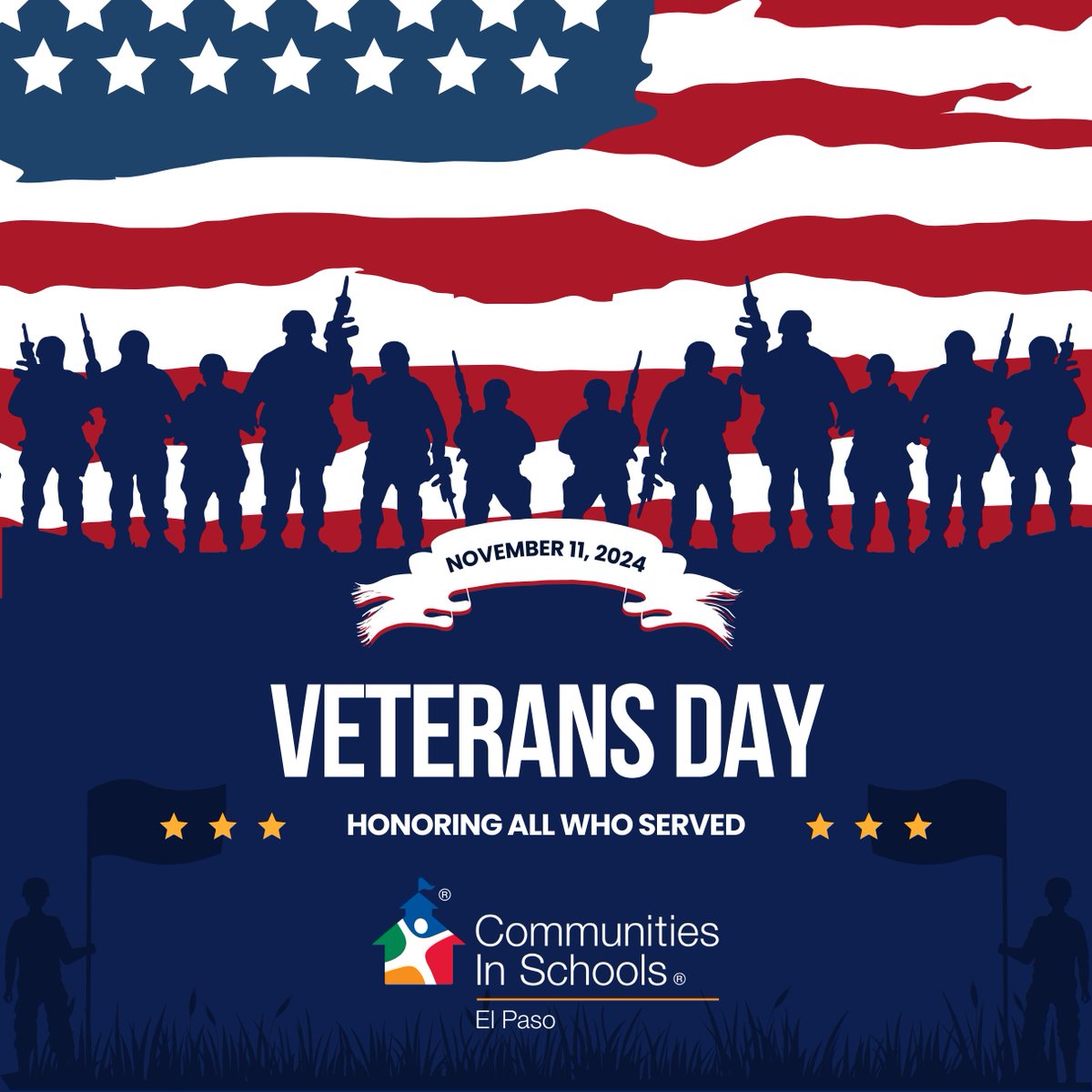 CISElPaso's tweet photo. CIS of El Paso honors the brave individuals who have served our country. We pause to recognize them and express gratitude for their unwavering commitment to protecting our freedoms. Thank you for your courage, service, sacrifice, and patriotism🇺🇸 #VeteransDay #HonoringOurHeroes https://t.co/WCv60BlXZP