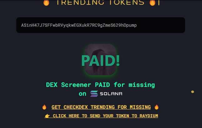 missingoutsol's tweet photo. DEX PAID https://t.co/W0DYvnmQdB