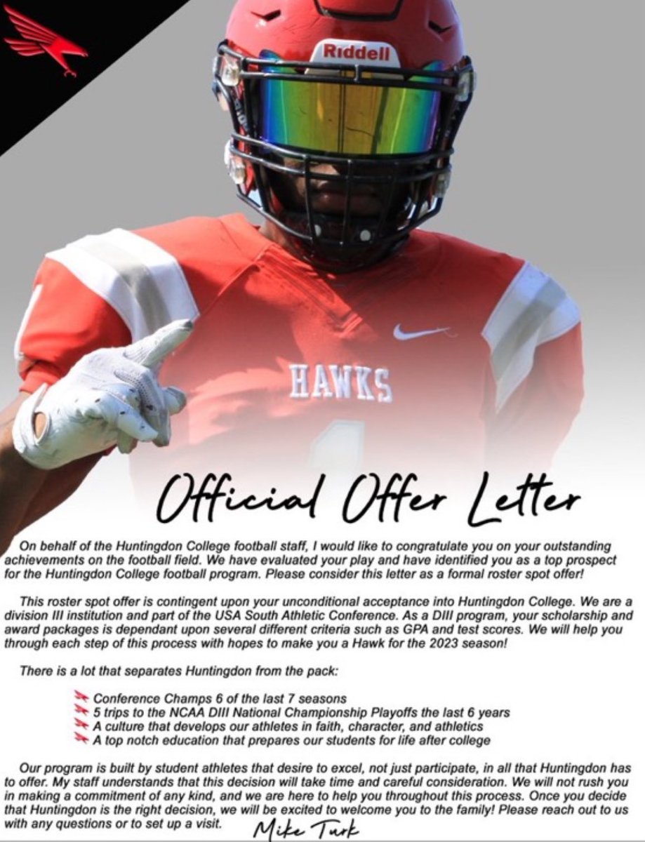 Tristan McGuire (@tristanmcguir7) on Twitter photo After Great Talks with <a href="/coachHicks_DC/">Steven Hicks</a> I’m truly blessed to receive my 3rd Offical Offer from <a href="/HawksFootball/">Huntingdon Football</a>! Hawk Em! <a href="/Bama_2A/">Bama 2A</a> <a href="/CoachNateHagler/">Nate Hagler</a> <a href="/coachkil_steven/">Steven Kilcrease</a> <a href="/PrepRedzoneAL/">Prep Redzone Alabama</a> After Great Talks with <a href="/coachHicks_DC/">Steven Hicks</a> I’m truly blessed to receive my 3rd Offical Offer from <a href="/HawksFootball/">Huntingdon Football</a>! Hawk Em! <a href="/Bama_2A/">Bama 2A</a> <a href="/CoachNateHagler/">Nate Hagler</a> <a href="/coachkil_steven/">Steven Kilcrease</a> <a href="/PrepRedzoneAL/">Prep Redzone Alabama</a>