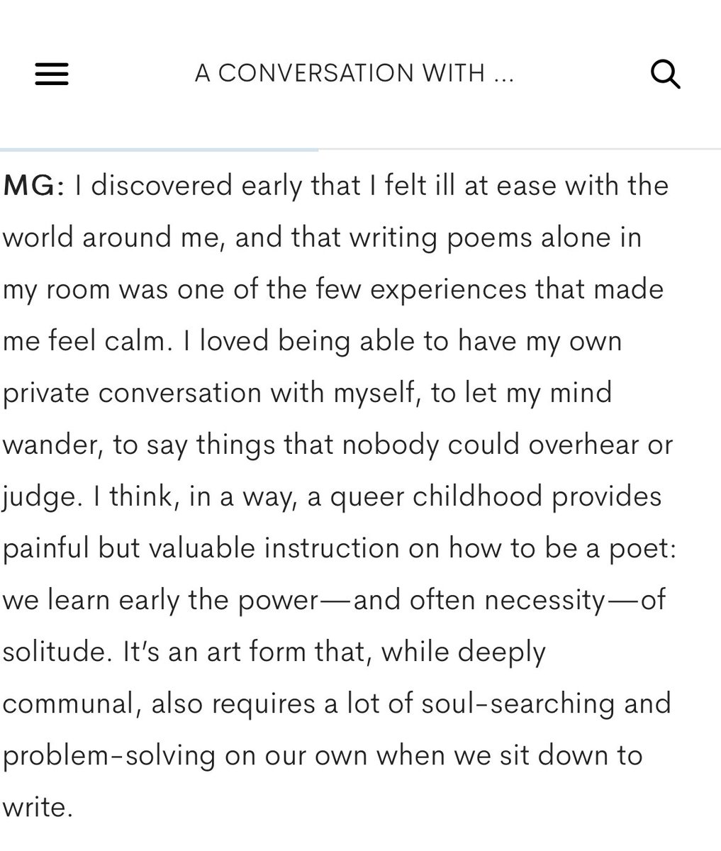 Jim Whiteside (@whiteside_jim) on Twitter photo āI think, in a way, a queer childhood provides painful but valuable instruction on how to be a poet: we learn early the powerāand often necessityāof solitude.ā
Honored to have an interview with the brilliant poet Matthew Gellman at <a href="/adroitjournal/">The Adroit Journal</a> today. <a href="/boaeditions/">BOA Editions</a> ššš āI think, in a way, a queer childhood provides painful but valuable instruction on how to be a poet: we learn early the powerāand often necessityāof solitude.ā
Honored to have an interview with the brilliant poet Matthew Gellman at <a href="/adroitjournal/">The Adroit Journal</a> today. <a href="/boaeditions/">BOA Editions</a> ššš