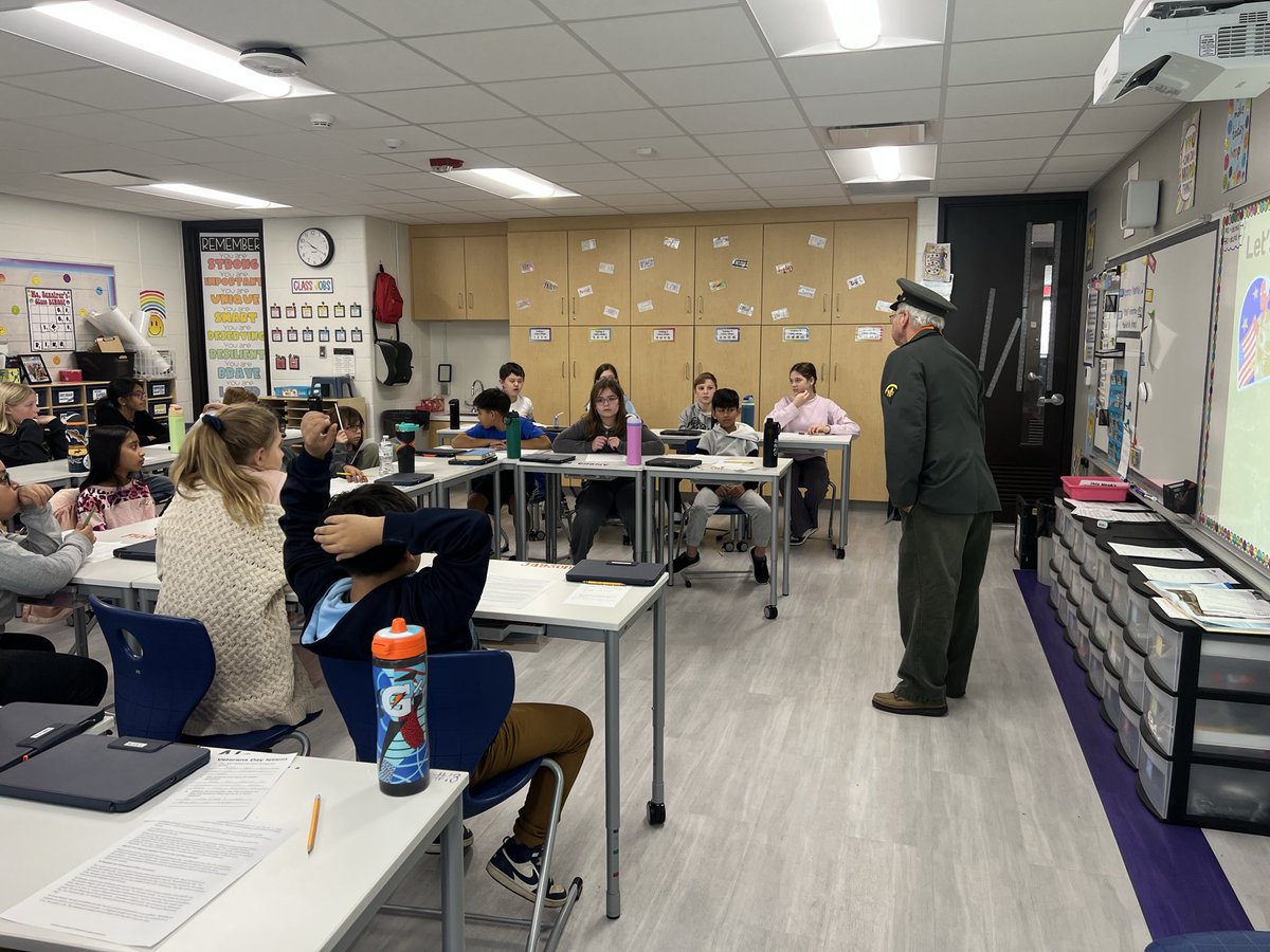 This morning, our very own Hawthorn Helper came in and spoke about the importance of Veterans Day and his stories in the military. Thank you Mr. Cohen for your bravery and service to keeping us safe! ⭐️🎖️ #commitmENt #BetterTogether #EveryOneEveryDay