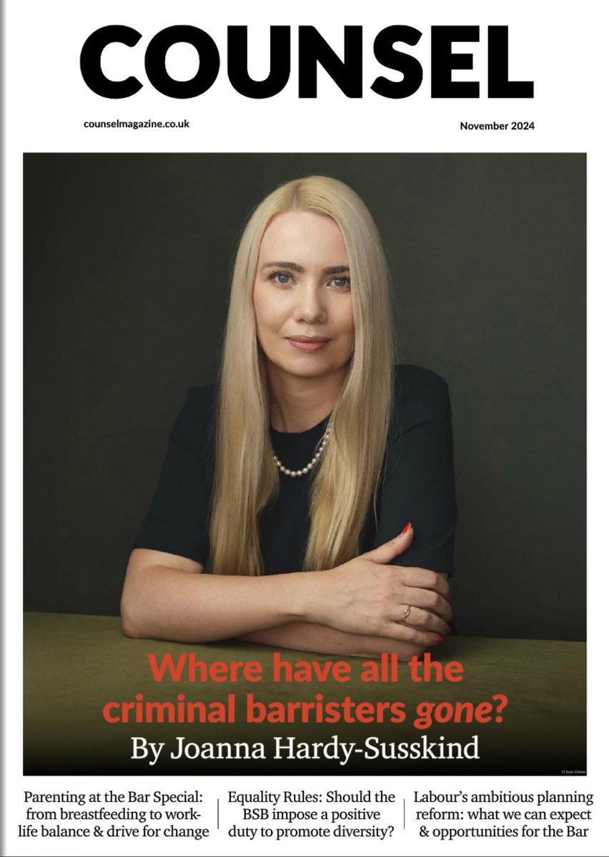 Joanna Hardy-Susskind (@joanna__hardy) on Twitter photo Last year, 1436 criminal court hearings were delayed because there was no barrister to represent one side or the other.
Back in 2019, that number was just 71.
For <a href="/CounselMagazine/">Counsel Magazine</a> I ask:
Where have all the criminal barristers gone? Last year, 1436 criminal court hearings were delayed because there was no barrister to represent one side or the other.
Back in 2019, that number was just 71.
For <a href="/CounselMagazine/">Counsel Magazine</a> I ask:
Where have all the criminal barristers gone?